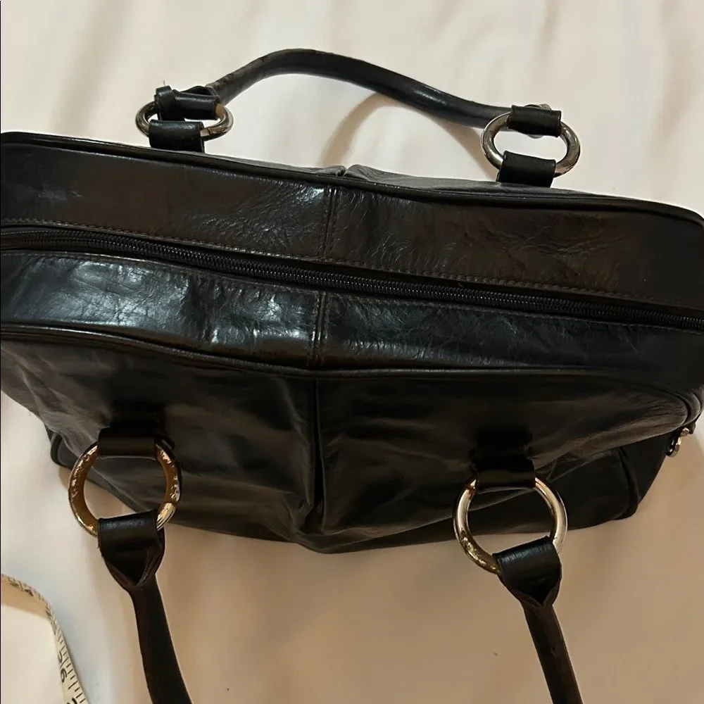 Etienne Aigner patent leather shoulder bag with silver hardware